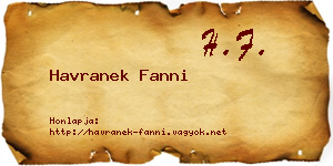 Havranek Fanni névjegykártya